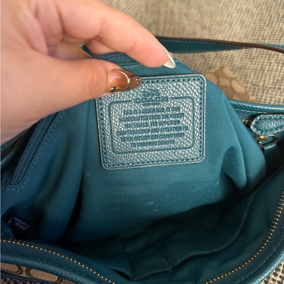 Coach Tan and Blue Signature Crossbody Bag - Picture 3 of 6